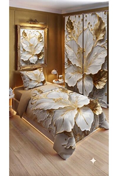 Elmas Dizayn 280*240 Cm. Special Design Single Bedding Set with Background Cu...