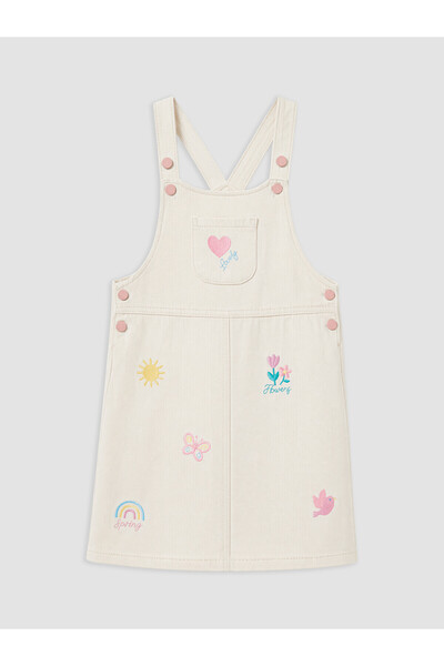 LC Waikiki Özmarka New Season Embroidered Girls' Salopet Dress