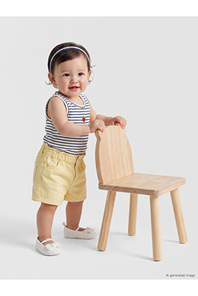 LC Waikiki Nevavm Oval Collar Striped Embroidered Baby Girl T-Shirt with a Di...