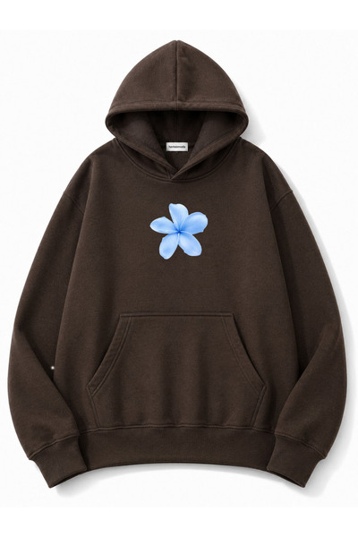 herkesemoda Hanorac cu glugă cu imprimeu floral, cu 2 fire, tip rasvanit
