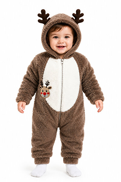 Chicsy Baby Sweet Deer Embroidered Welsoft Plush Hooded Zippered Winter Unise...