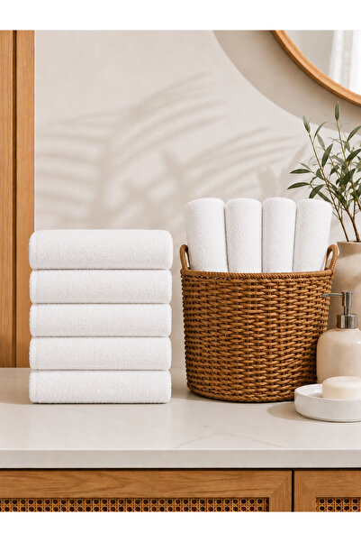 İQON 5-Piece Cotton Hand-Face Towel Set White (50X90 cm)