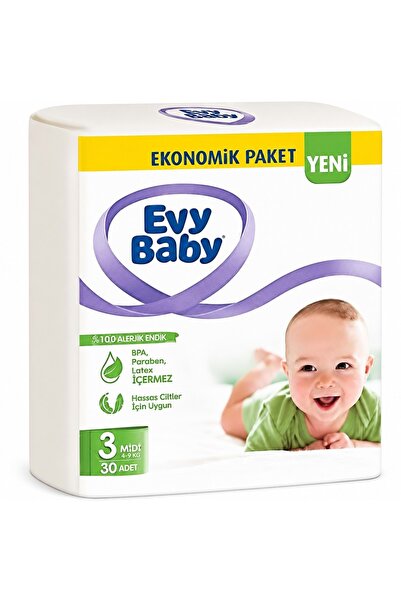 Evy Baby Bebek Bezi 3 Beden 5-9 KG Midi 30 Adet Ekonomik Pk
