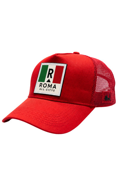 All citys Rome Flag Patch Detailed Mesh Trucker Baseball Cap