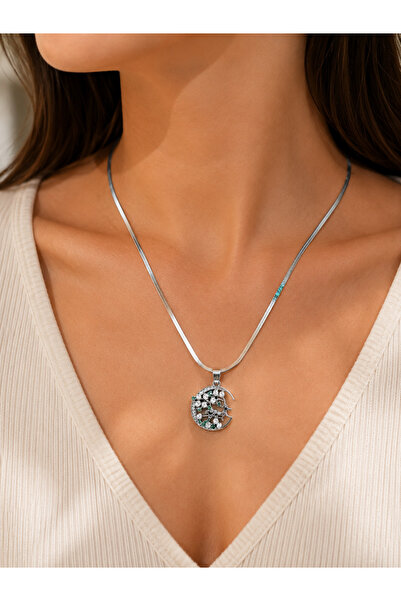 Bymiel Women's Silver Color Moon Star Flower Motif Stone 316L Stainless Steel...