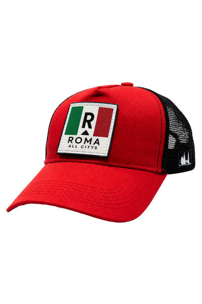 All citys Rome Flag Patch Detailed Mesh Trucker Baseball Cap