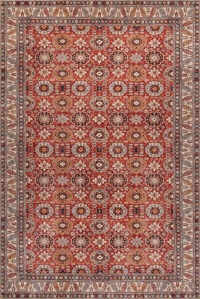 ARTLOOP Dorian Kırmızı Vintage Etnik Madalyonlu Klasik Desenli Dokuma Tabanlı...