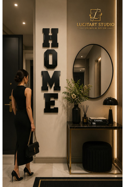 LucitART Studio | HOME Dekoratif Duvar Yazısı | 1 mm Kendinden Yapışkanlı Ayn...