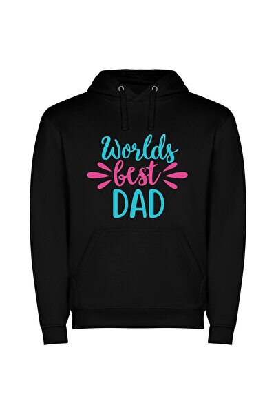 iLovePrints Dad: World's Wonderful Champion Φούτερ με κουκούλα σε χρώμα Μαύρο