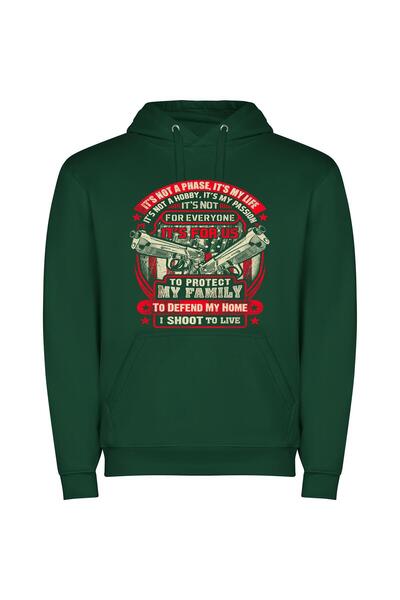 iLovePrints Life: Our Protective Holster Φούτερ με κουκούλα σε χρώμα Πράσινο