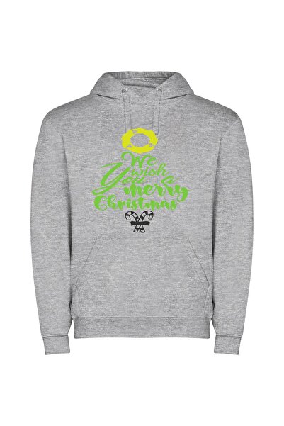iLovePrints Festive Grinch's Merry Tree Φούτερ με κουκούλα σε χρώμα Γκρι