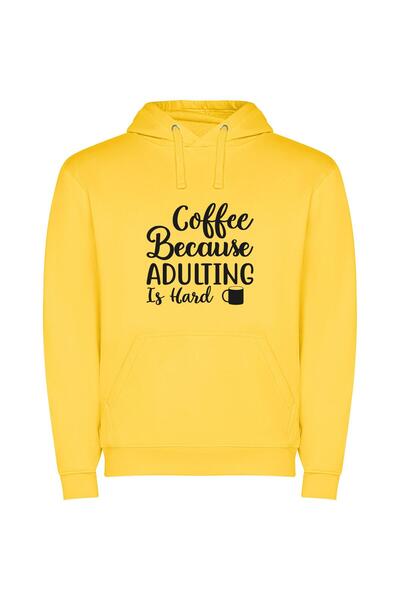 iLovePrints Sip of Adulthood Φούτερ με κουκούλα σε χρώμα Κίτρινο