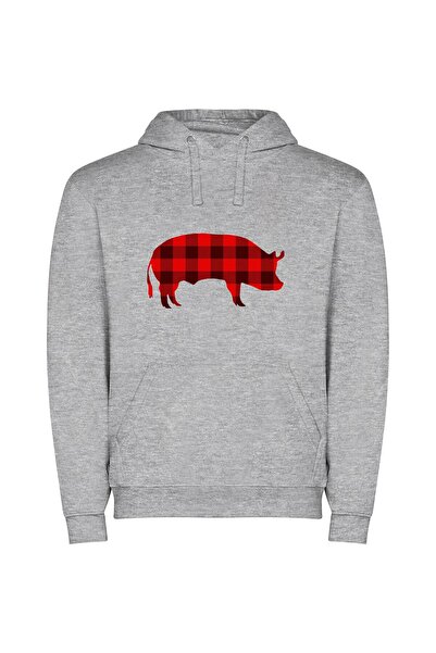 iLovePrints Silhouette of Posh Pig Φούτερ με κουκούλα σε χρώμα Γκρι