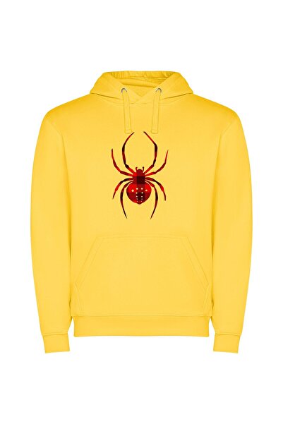 iLovePrints Scarlet Arachnid Artistry Φούτερ με κουκούλα σε χρώμα Κίτρινο