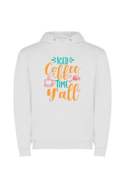 iLovePrints Cool Java Vibes Φούτερ με κουκούλα σε χρώμα Λευκό