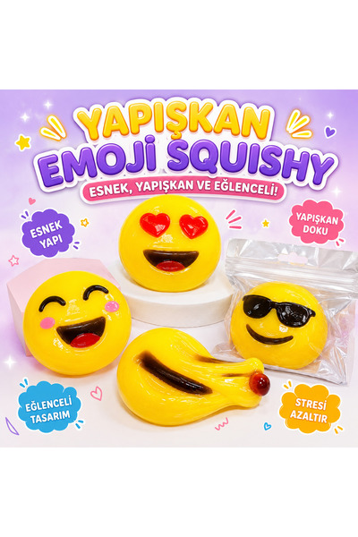 TÜTSÜ SEPETİ Yapışkanlı emoji squişhy stres azaltıcı oyuncak sukuşi emoji suk...