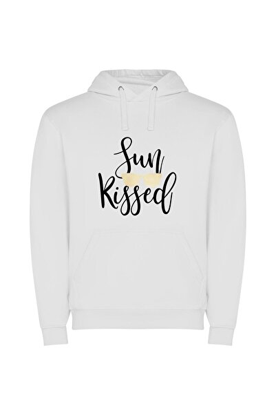iLovePrints Monochrome Minimalist Art Φούτερ με κουκούλα σε χρώμα Λευκό