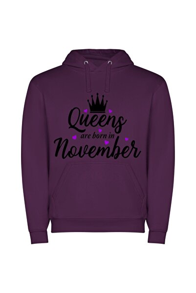 iLovePrints Crowned in November Royalty Φούτερ με κουκούλα σε χρώμα Μωβ