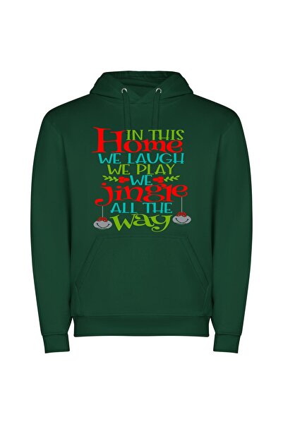 iLovePrints Merry Home: Joyful Connections Φούτερ με κουκούλα σε χρώμα Πράσινο
