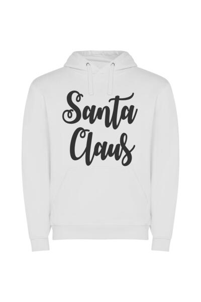 iLovePrints Santa's Elegant Monochrome Greeting Φούτερ με κουκούλα σε χρώμα Λ...