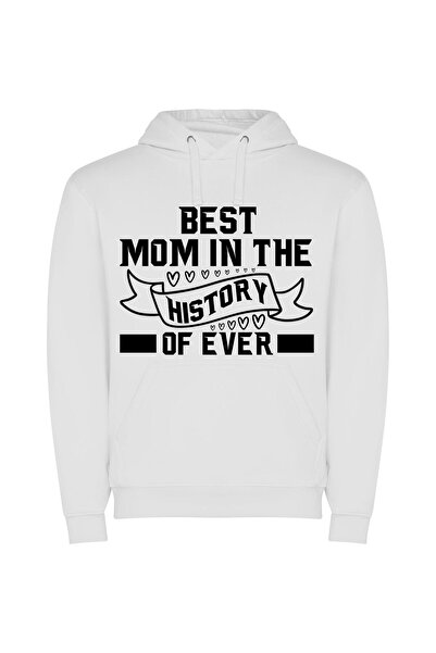 iLovePrints Unmatched Supermom in History Φούτερ με κουκούλα σε χρώμα Λευκό