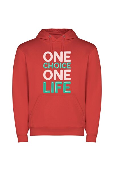 iLovePrints Life's Singular Choices Φούτερ με κουκούλα σε χρώμα Κόκκινο
