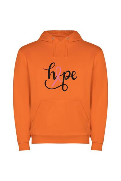 iLovePrints Pink Ribbon Hopeful Expression Φούτερ με κουκούλα σε χρώμα Πορτοκαλί