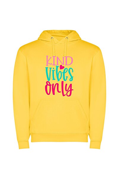iLovePrints Vibes of Kindness Φούτερ με κουκούλα σε χρώμα Κίτρινο