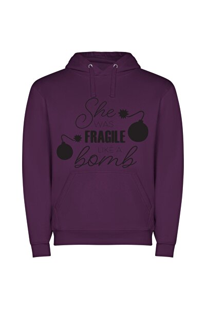 iLovePrints Fragile Bombshell Journey Φούτερ με κουκούλα σε χρώμα Μωβ