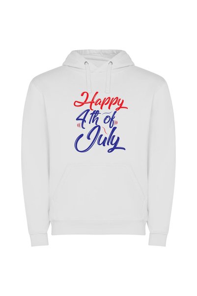 iLovePrints The Joyous Fourth Fest Φούτερ με κουκούλα σε χρώμα Λευκό
