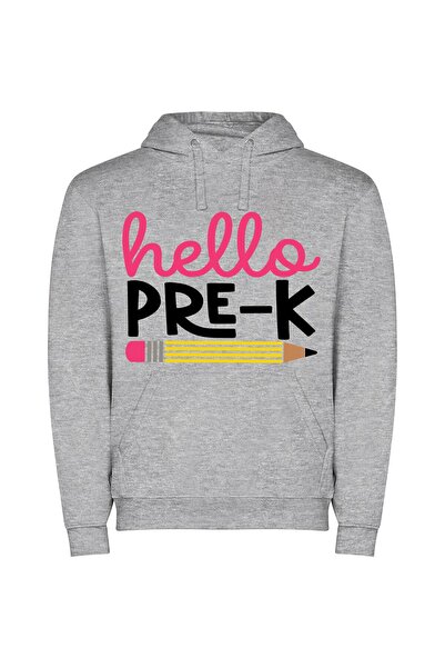 iLovePrints Hello Pencil: Illustrated Greetings Φούτερ με κουκούλα σε χρώμα Γκρι