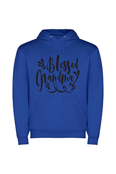 iLovePrints Graceful Grandma's Blessed Sign Φούτερ με κουκούλα σε χρώμα Μπλε