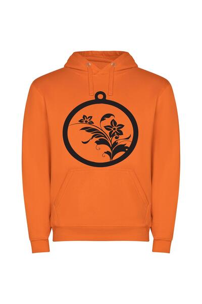 iLovePrints Elegant Floral Silhouette Φούτερ με κουκούλα σε χρώμα Πορτοκαλί