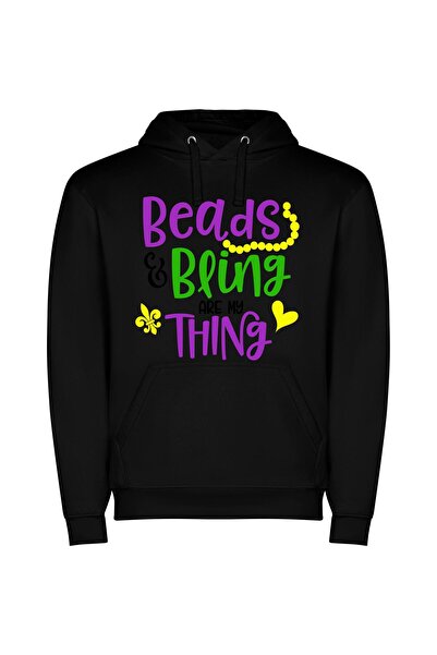 iLovePrints Beads of Bedazzled Bling Φούτερ με κουκούλα σε χρώμα Μαύρο