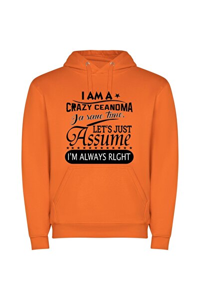 iLovePrints Grandma's Right, Always Φούτερ με κουκούλα σε χρώμα Πορτοκαλί