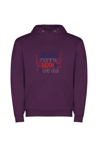 iLovePrints Family, Freedom, and Fun! Φούτερ με κουκούλα σε χρώμα Μωβ