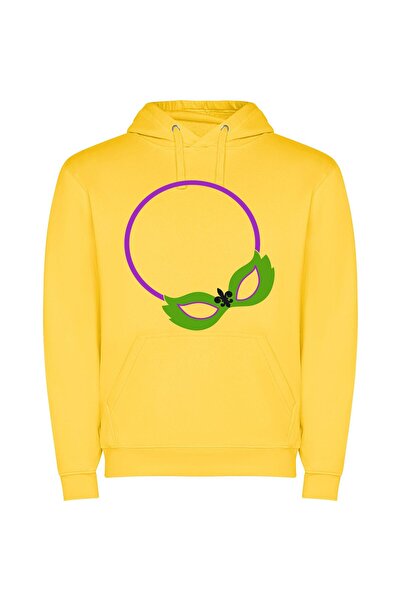 iLovePrints Mystic Carnival: Laurel Mask Φούτερ με κουκούλα σε χρώμα Κίτρινο