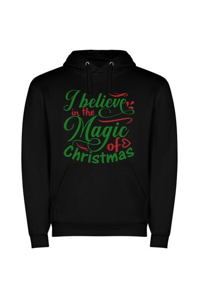 iLovePrints Merry Magical Christmas Wonderland Φούτερ με κουκούλα σε χρώμα Μαύρο