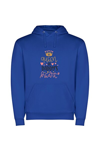 iLovePrints Regal Love: Digital Queen Φούτερ με κουκούλα σε χρώμα Μπλε