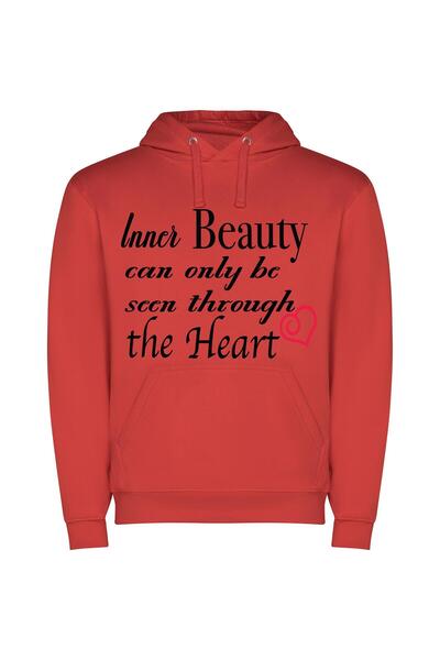 iLovePrints Soulful Beauty Unveiled Φούτερ με κουκούλα σε χρώμα Κόκκινο