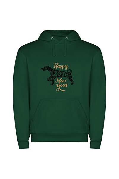 iLovePrints Pawsperous New Year Ahead Φούτερ με κουκούλα σε χρώμα Πράσινο