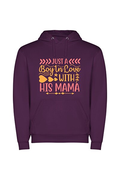 iLovePrints Devoted Mama's Boy Φούτερ με κουκούλα σε χρώμα Μωβ