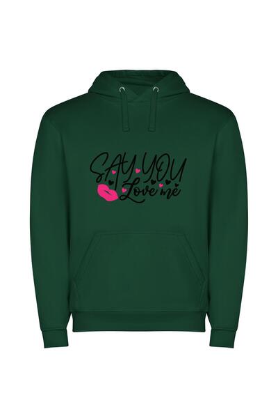 iLovePrints Love Letter Style Slay Φούτερ με κουκούλα σε χρώμα Πράσινο