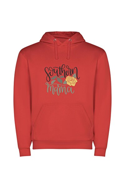 iLovePrints Mama's Southern Charm Φούτερ με κουκούλα σε χρώμα Κόκκινο