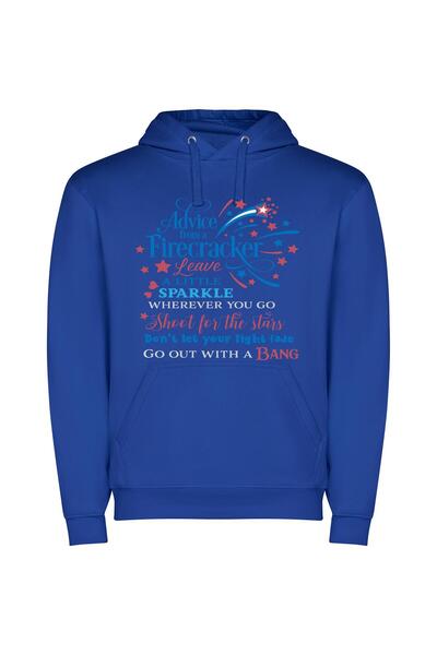 iLovePrints Fading Star, Blazing Sparkles Φούτερ με κουκούλα σε χρώμα Μπλε