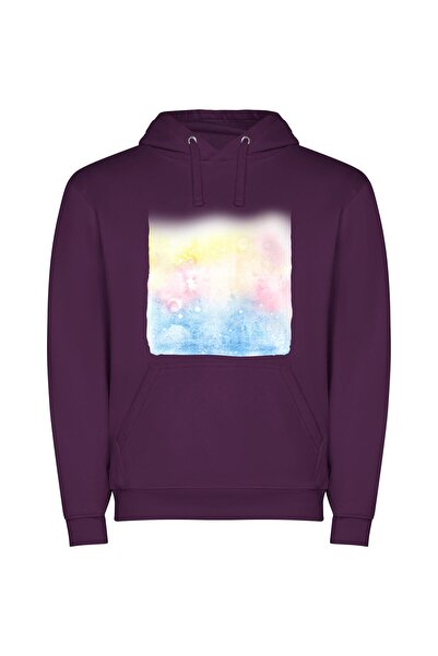iLovePrints Colorful Watercolor Dream Φούτερ με κουκούλα σε χρώμα Μωβ