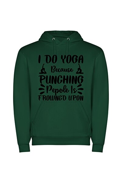 iLovePrints Profound Yoga, Panic-Free Φούτερ με κουκούλα σε χρώμα Πράσινο