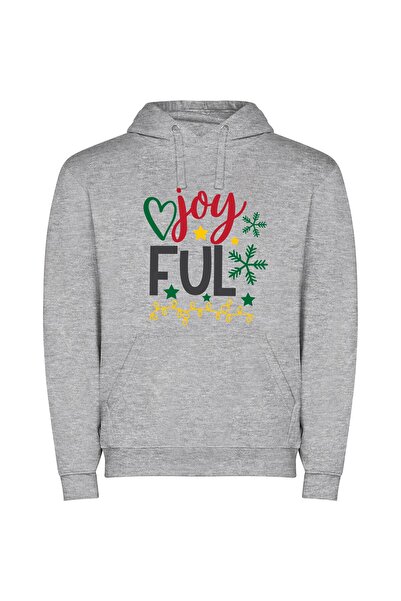 iLovePrints Joyful Starry Greetings Φούτερ με κουκούλα σε χρώμα Γκρι