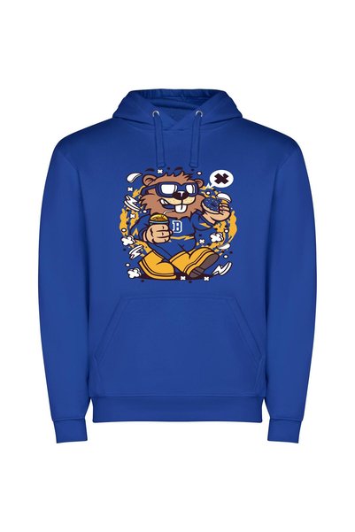 iLovePrints Whimsical Mascot Masterpieces Φούτερ με κουκούλα σε χρώμα Μπλε