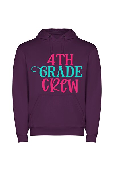 iLovePrints Vibrant 4th Grade Crew Φούτερ με κουκούλα σε χρώμα Μωβ